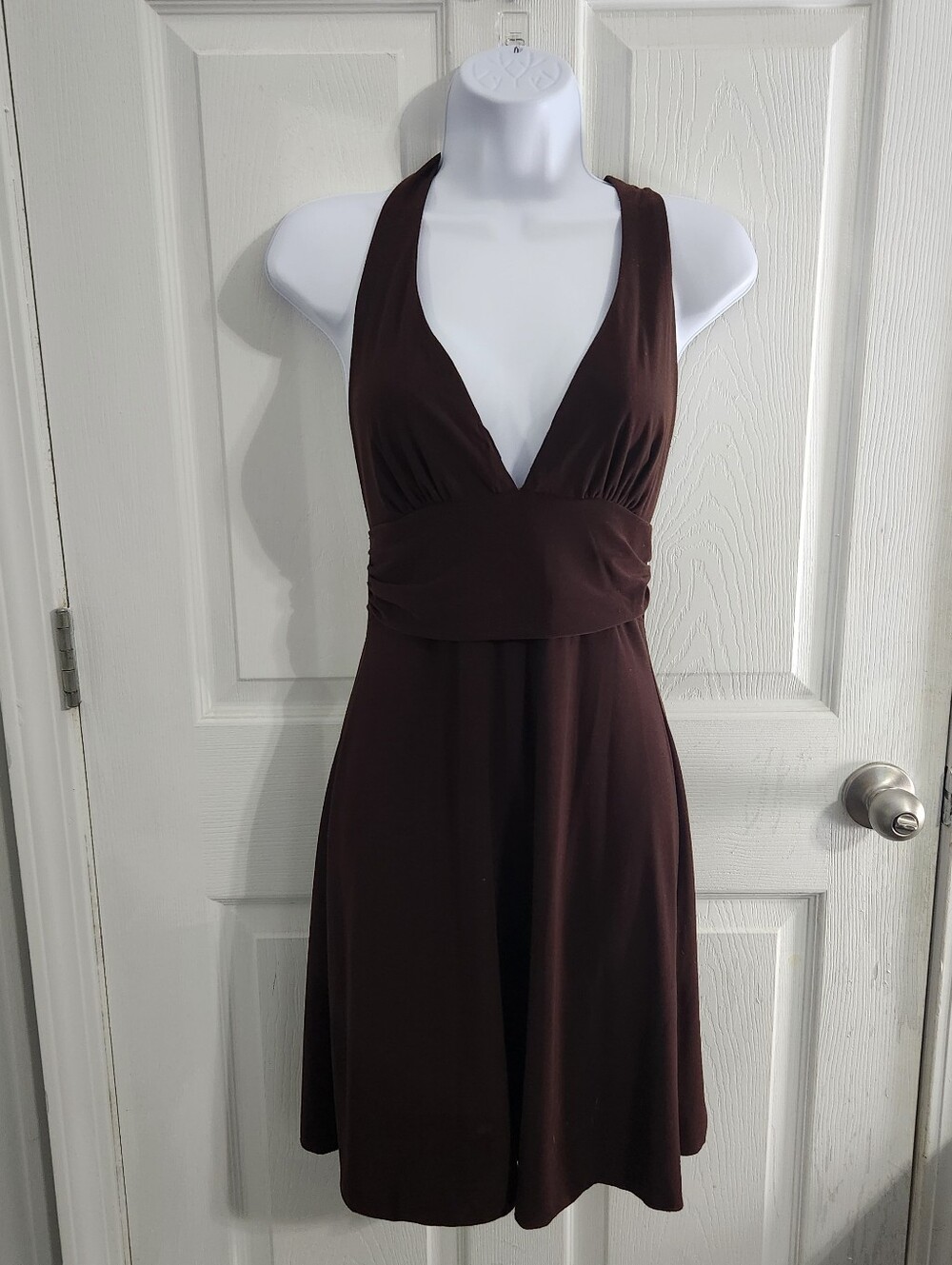 Vintage Charlotte Russe brown baby doll Y2K halter dress stretch small